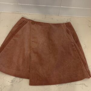 Club Monaco Light Rose Corduroy Wrap Mini Skirt with pockets